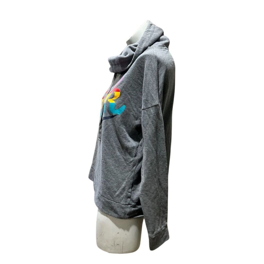Victoria's Secret PINK Women's M Gray Cowl Neck Hoodie Rainbow Logo - Picture 6 of 10